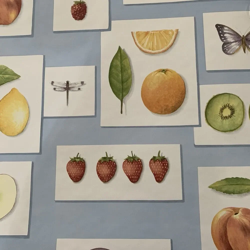 Vintage Kitchen Wallpaper 80s Look Fruit Apples Strawberries Pears Oranges More
